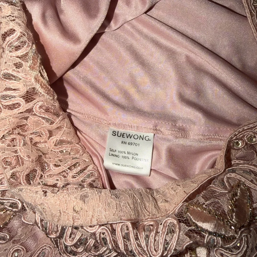 Sue Wong Pink Floral Embroidered Midi Dress - Picture 8 of 9
